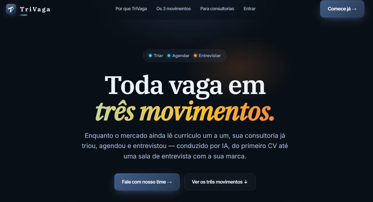 Identidade visual da TriVaga — Toda vaga em três movimentos
